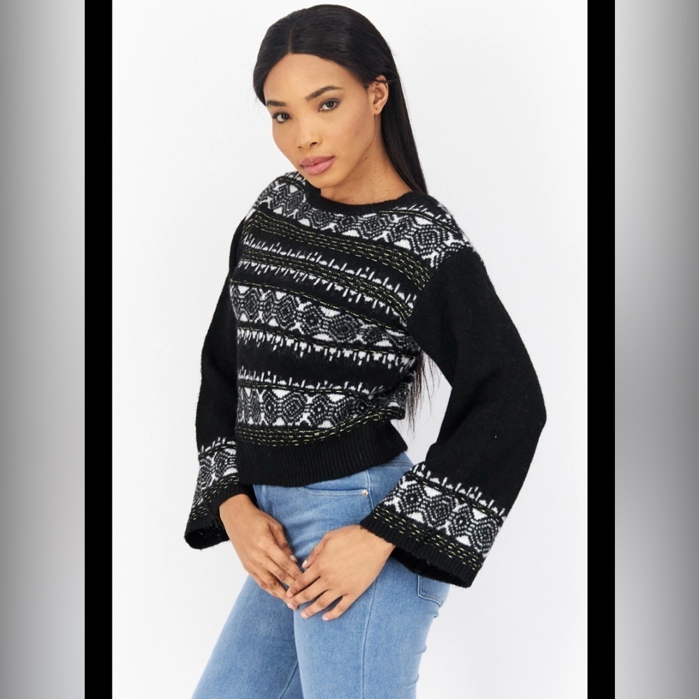 Women’s Sam Edelman Black/White Boatneck Sweater‎ Size Small EUC